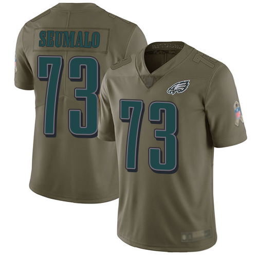 Men Philadelphia Eagles #73 Isaac Seumalo Limited Olive 2017 Salute to Service Football NFL Jersey